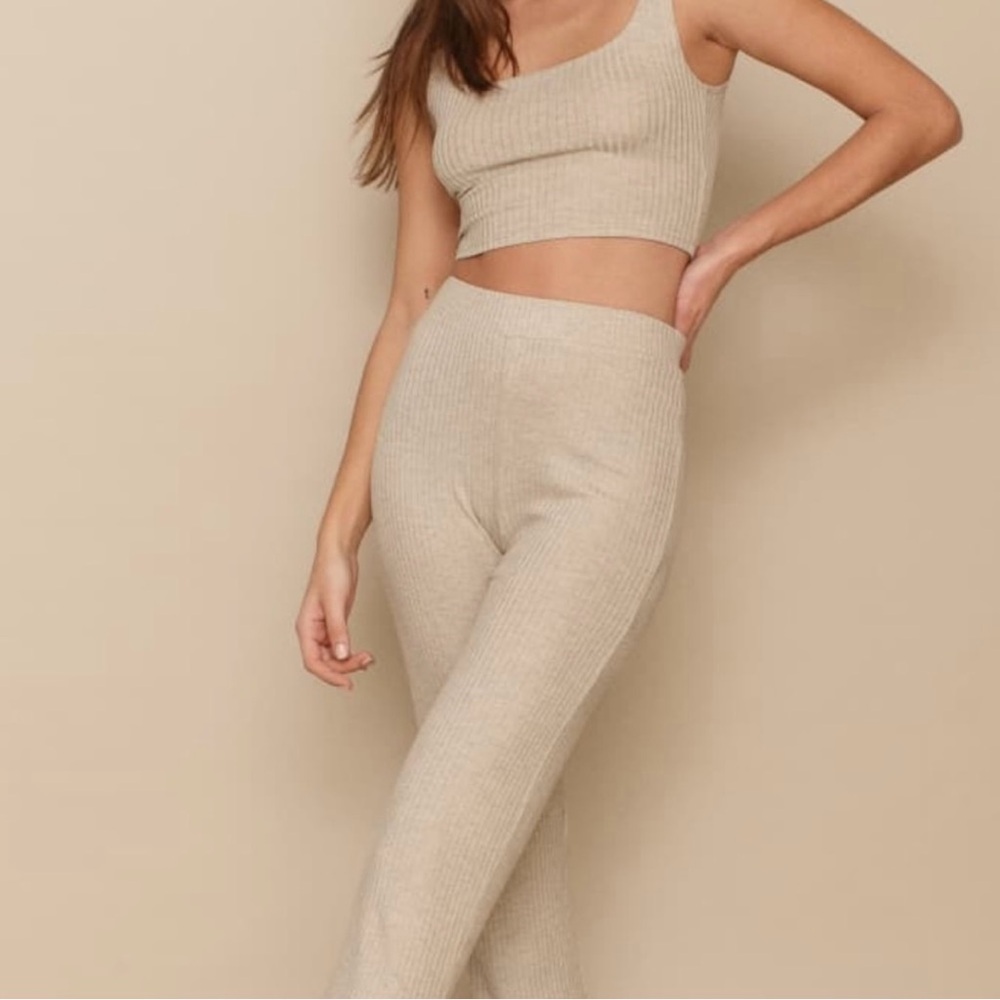 Reformation Ribbed Tank & Jogger Set in Beige - Picture 2 of 15